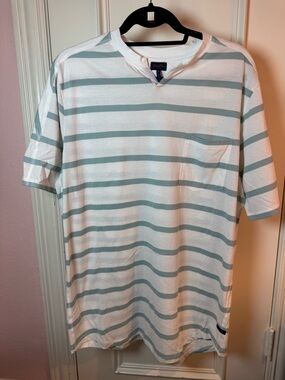 Good Man Brand White Tee with Mint Green Stripes